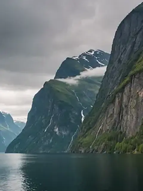 Wide angle view of the towering cliffs and fjords in Misty Fjords