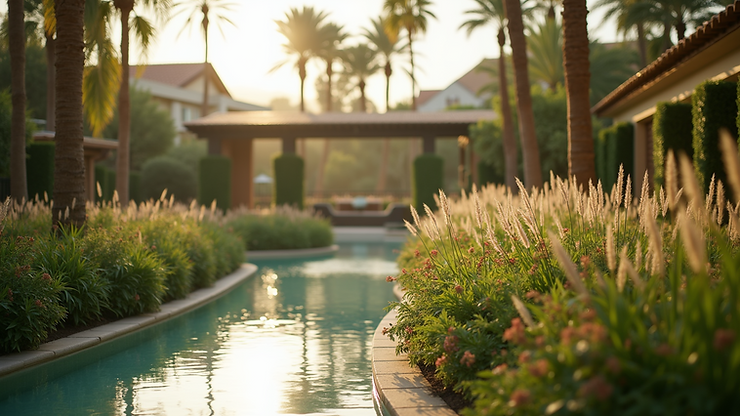Close-up view of the gardens at The One & Only Royal Mirage