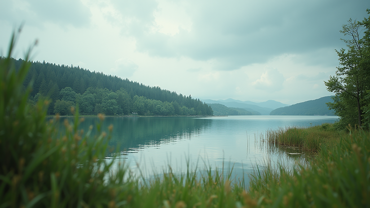 Close-up view of Fish Bay with calm waters surrounded by greenery