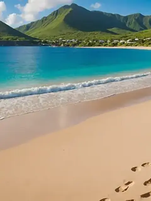 Eye-level view of Statia Beach and its pristine sands