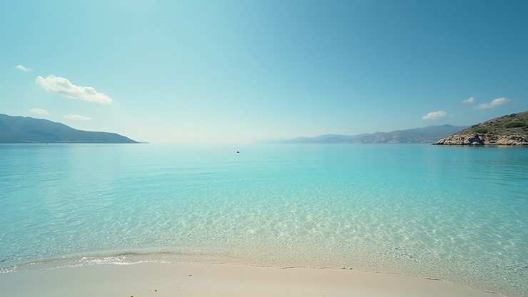Eye-level view of the flats at Agios Sostis