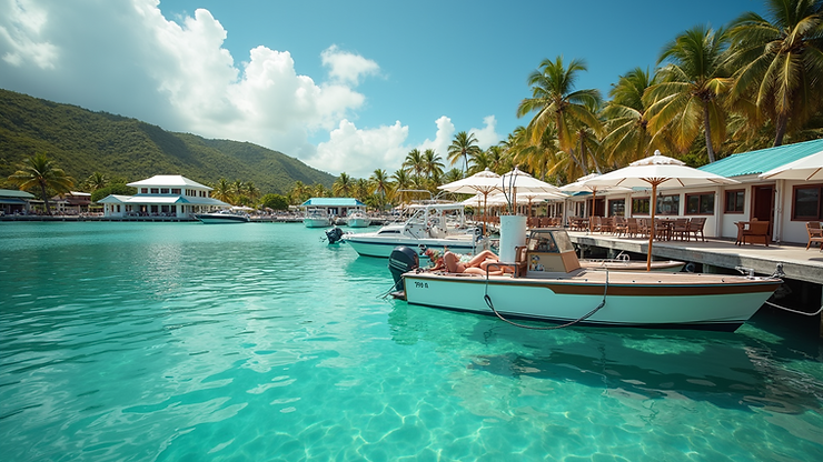 Eye-level view of Cruz Bay's vibrant waterfront