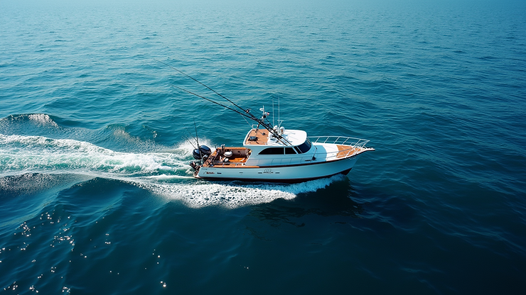 High angle view of fishing boat between Lefkada and Ithaca