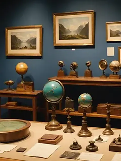 Eye-level view of artifacts displayed in Seward Museum
