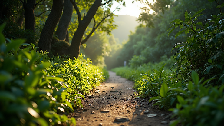Eye-level view of the lush trails within Virgin Islands National Park