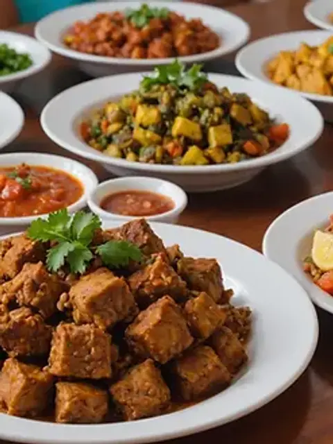 Close-up view of traditional Aruban dishes served at The Old Cunucu House