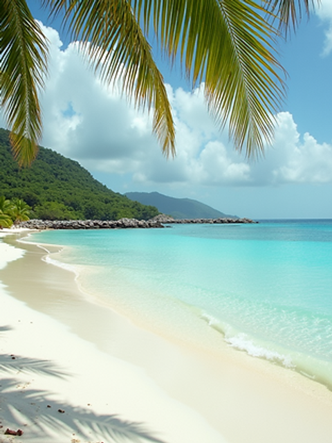 Wide angle view of the pristine beaches on Jost Van Dyke