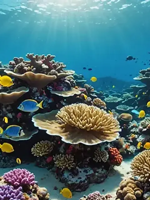 Close-up view of a vibrant coral reef