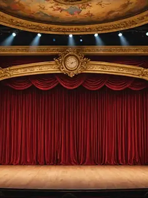 Wide angle view of a lavish theatrical backdrop