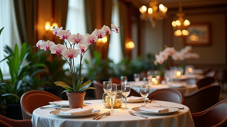 High angle view of the elegant setup at The Orchid Room