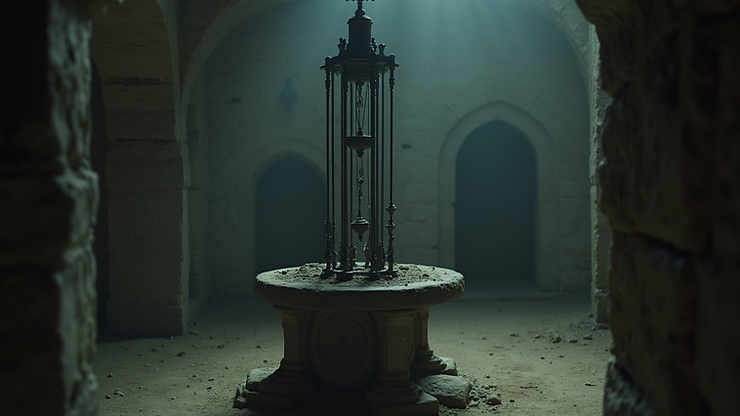 High angle view of the Judas Cradle torture device