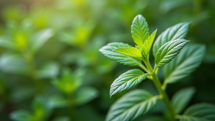 Close-up view of marjoram leaves