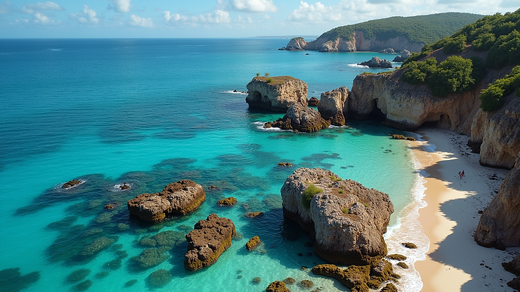 High angle view of stunning coral formations at Punta Nizuc