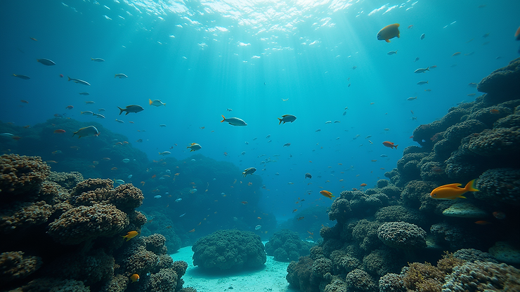 Close-up view of Dubai Marina Reef with marine life