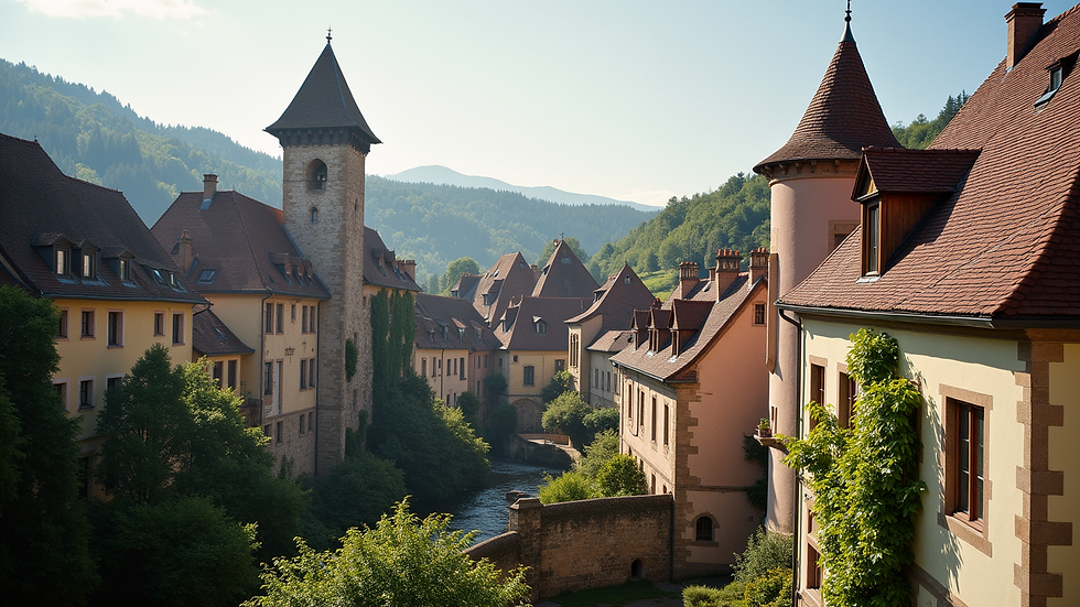 Eye-level view of Rothenburg ob der Tauber's medieval buildings