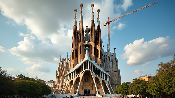 High angle view of the Sagrada Família in Barcelona
