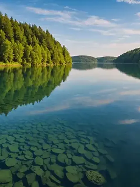 Wide angle view of the tranquil waters at Mangel Halto