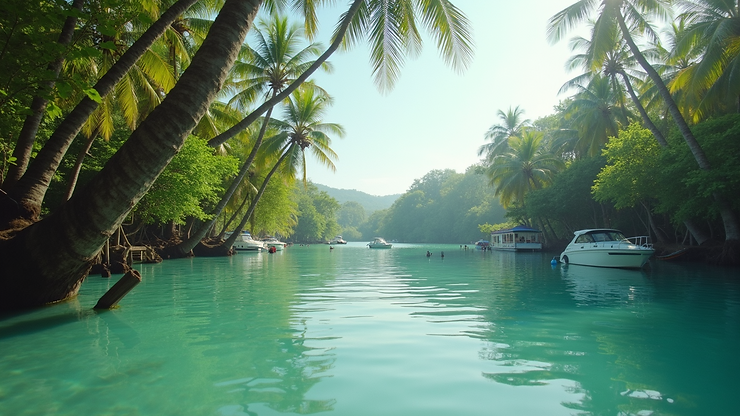 Eye-level view of Boatman’s serene lagoon