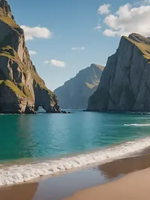 Eye-level view of stunning cliffs surrounding Kvalvika Beach