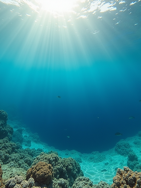 Wide angle view of the Great Blue Hole's stunning underwater landscape