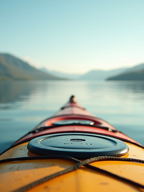 Close-up view of a kayak on the calm waters of Leinster Bay