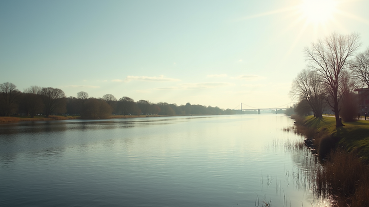 Wide angle view of Albany Reach with fishing spots