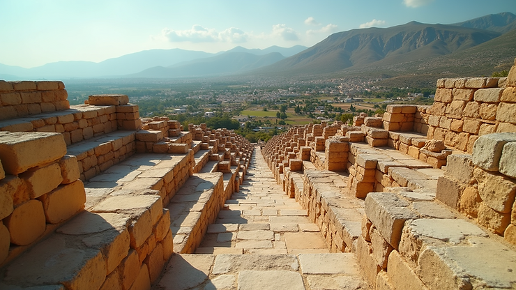 High angle view of the historical ruins at Knossos Palace