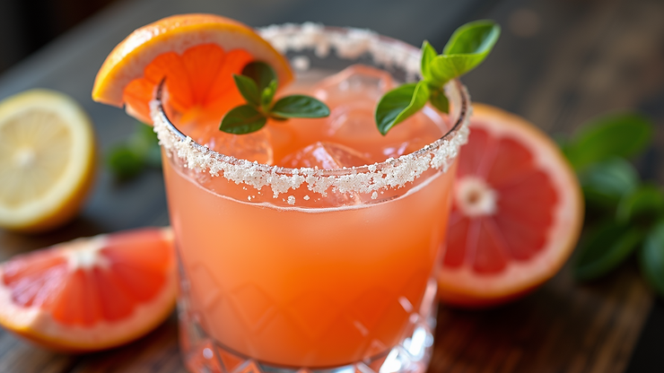 High angle view of a visually appealing Clover Club cocktail garnished with raspberries