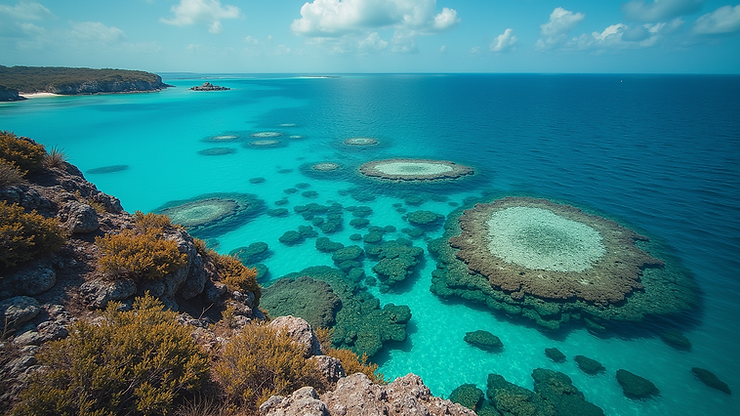 High angle view of the Nearshore Patch Reefs with vibrant marine life