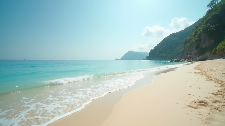 High angle view of Kusu Island Beach with calm waters