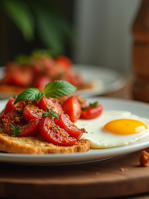 Close-up view of a protein-rich breakfast spread