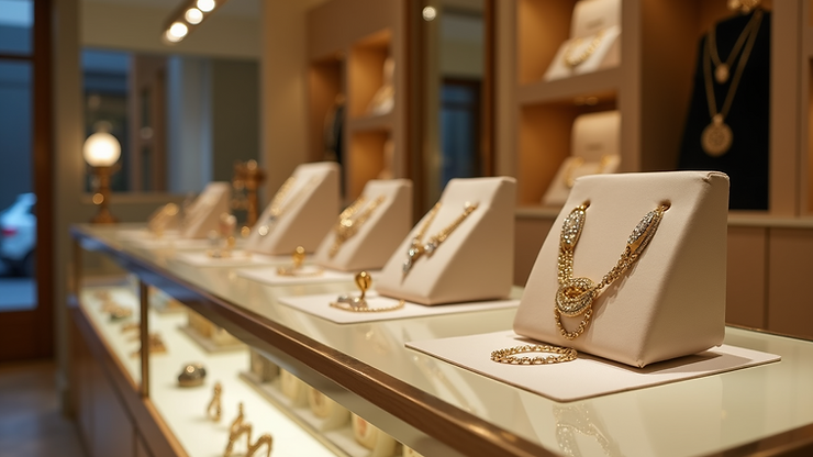 Close-up view of a fashionable store window displaying designer handbags