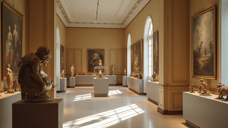 Wide angle view of decorative arts displayed in Musée des Arts Décoratifs