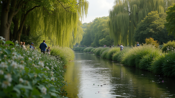 High angle view of Canbury Gardens with lush greenery