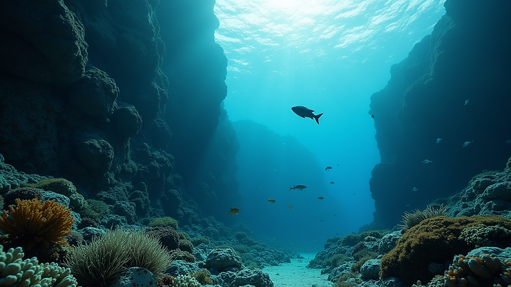 High angle view of Oinousses Deep Side with steep drop-off