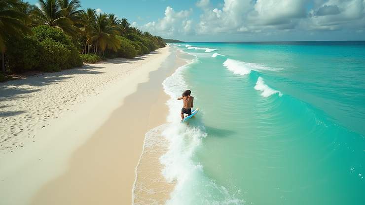 High angle view of riders near Akumal Beach