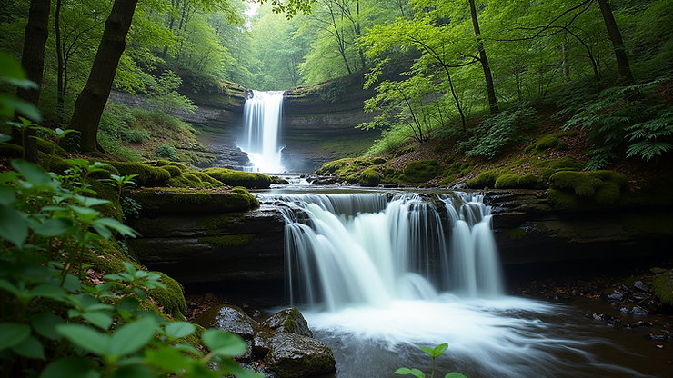 Eye-level view of a waterfall in Limekiln State Park