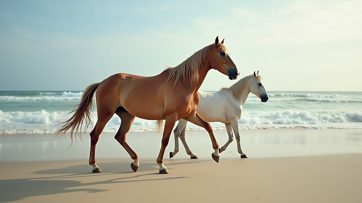 Eye-level view of horses on Playa Blanca beach