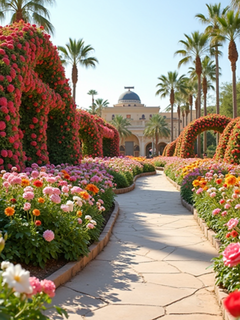 High angle view of Dubai Miracle Garden filled with colorful flowers