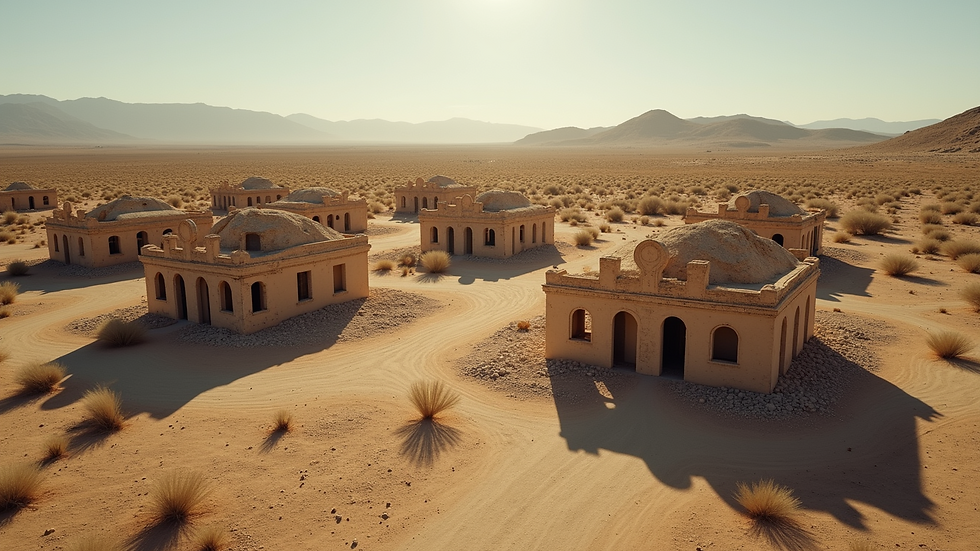 High angle view of Pedro de Valdivia's abandoned nitrate ghost town