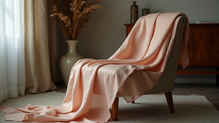 Eye-level view of a silk scarf elegantly draped over a chair