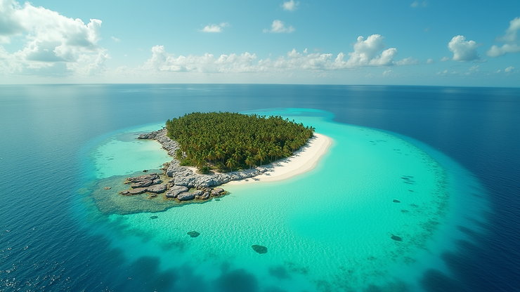 High angle view of the turquoise waters surrounding Buck Island