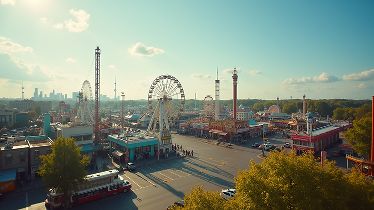 Eye-level view of Dubai Parks and Resorts