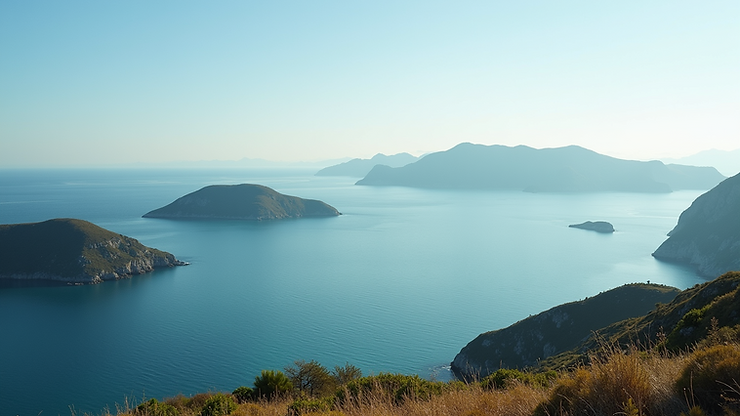 High angle view of the sea between Kefalonia and Ithaca