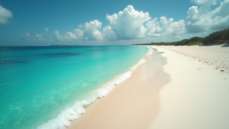 Bird's eye view of Playa Chac Mool's soft white sand and tranquil waters