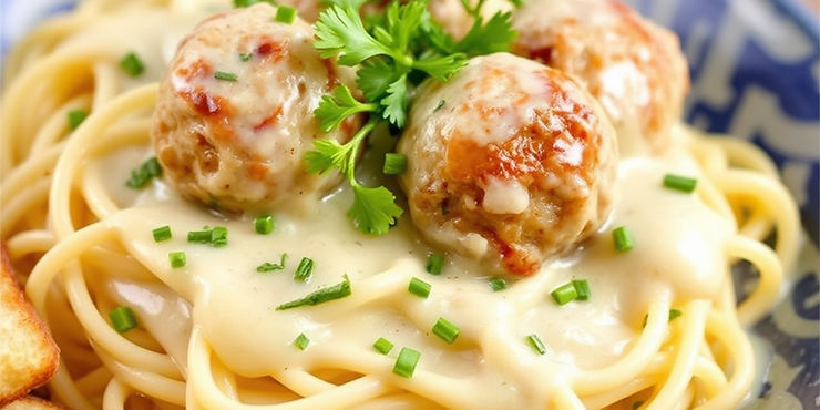 Three-Cheese Alfredo Meatballs