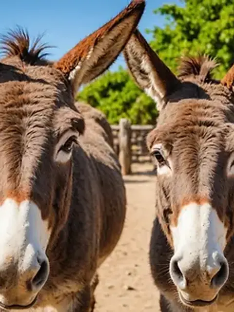 Close-up view of a friendly donkey at the Donkey Sanctuary Aruba