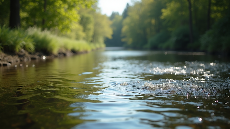High angle view of Radnor Gardens Channels with flowing water