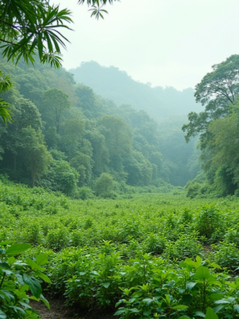 Wide angle view of the lush greenery in Bukit Timah Nature Reserve