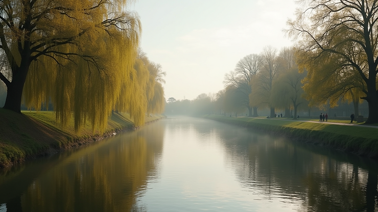 Eye-level view of Hampton Court Stretch with fishing spots